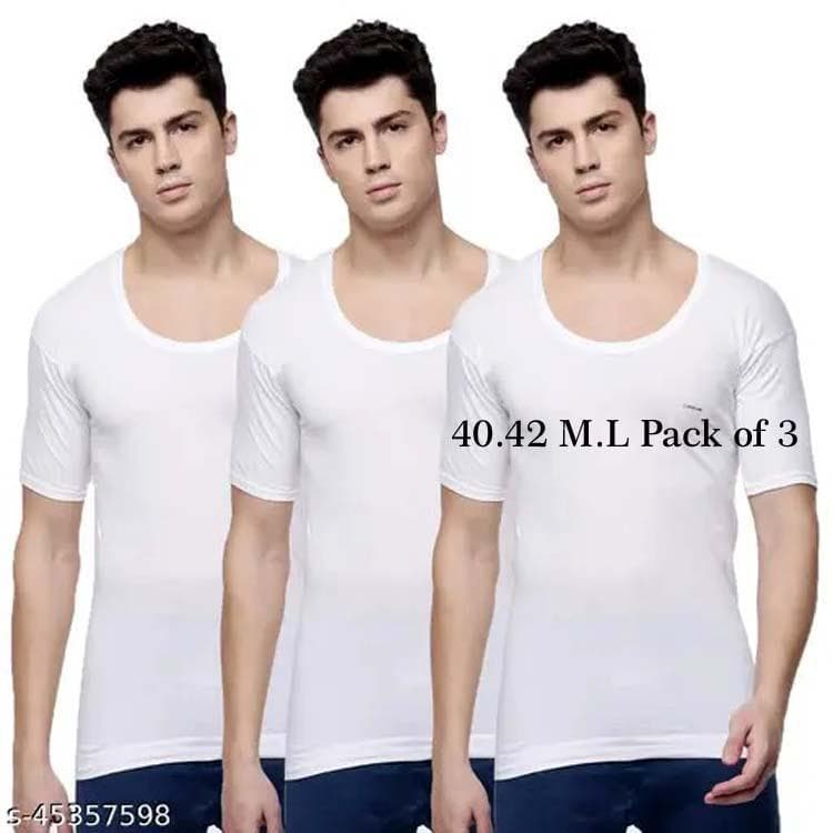 Men's White Microfiber Undershirt Pack of 3 Medium Large