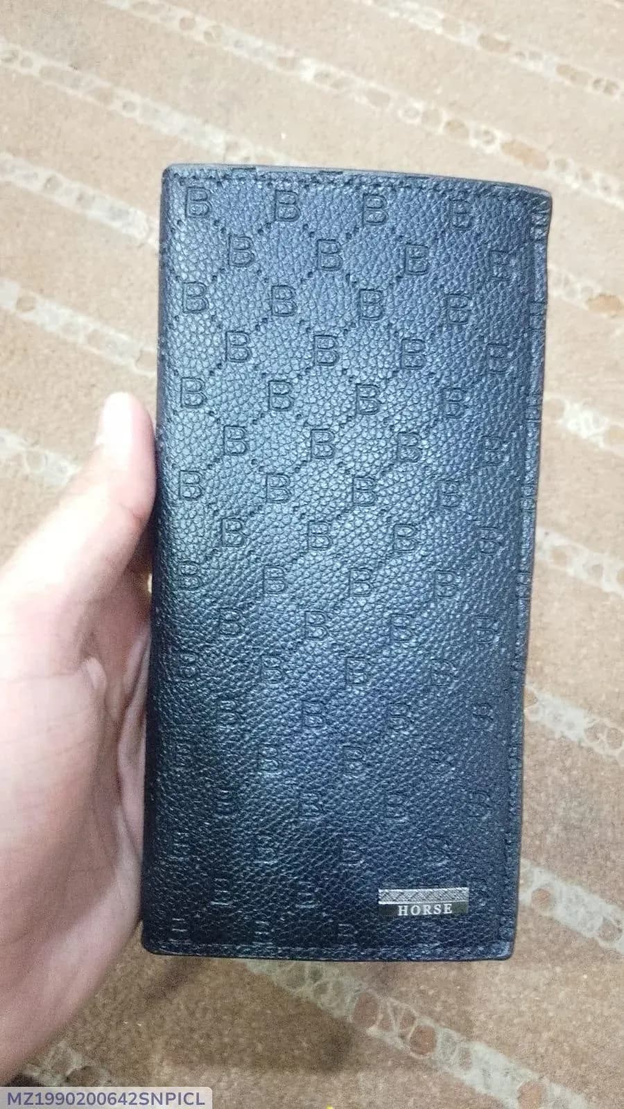 Men's Blue Leather Bi-Fold Wallet with Embossed Pattern - image 1