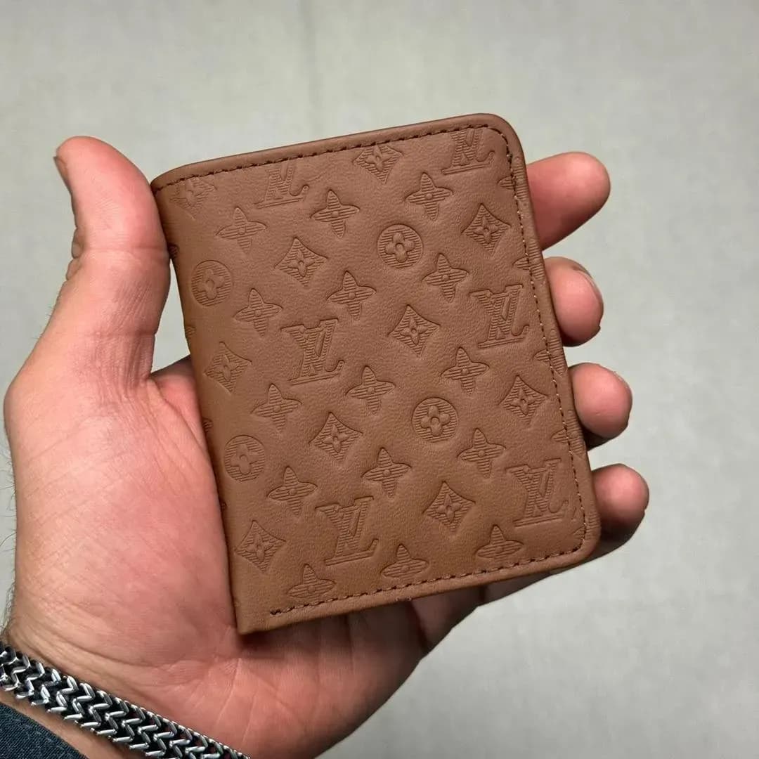 Men's Leather Wallet with LV Pattern Brown - image 1