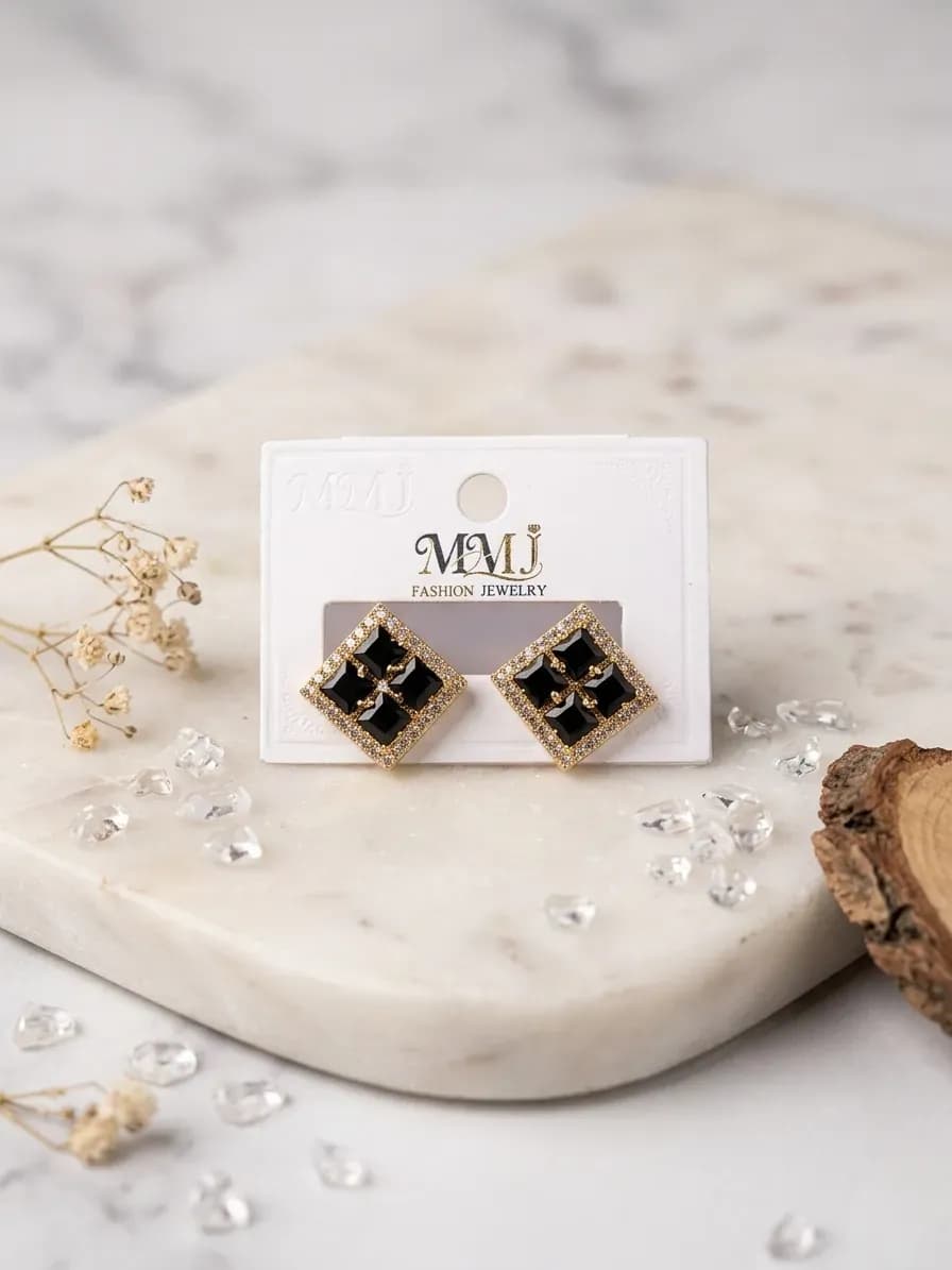 Women's Gold Plated Crystal Earrings 2 Pcs