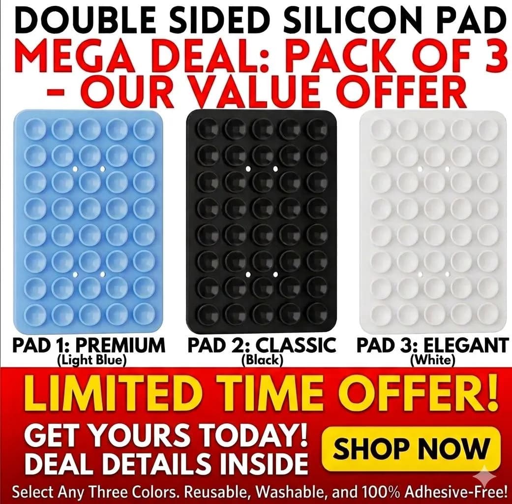 Double Sided Silicone Phone Holder Pack of 3 Black