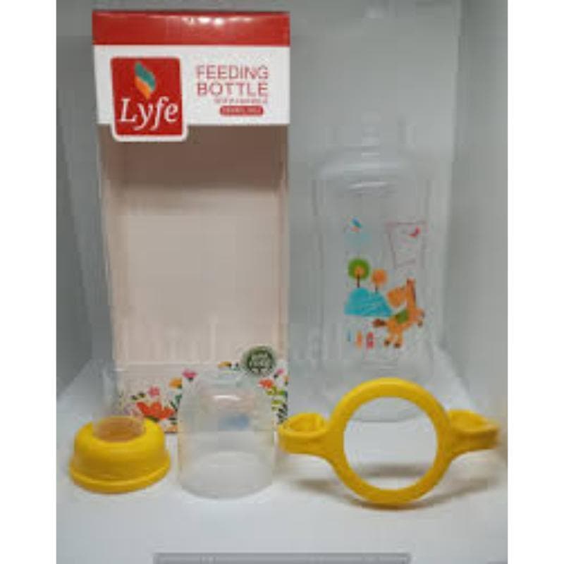 Transparent Baby Feeding Bottle 270ml BPA-Free Yellow Handles
