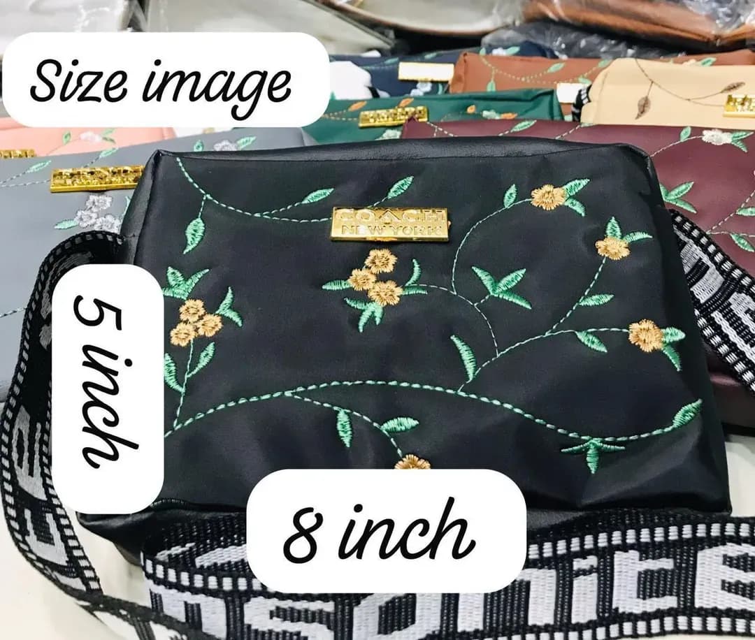 Peach Embroidered Leather Crossbody Bag for Girls