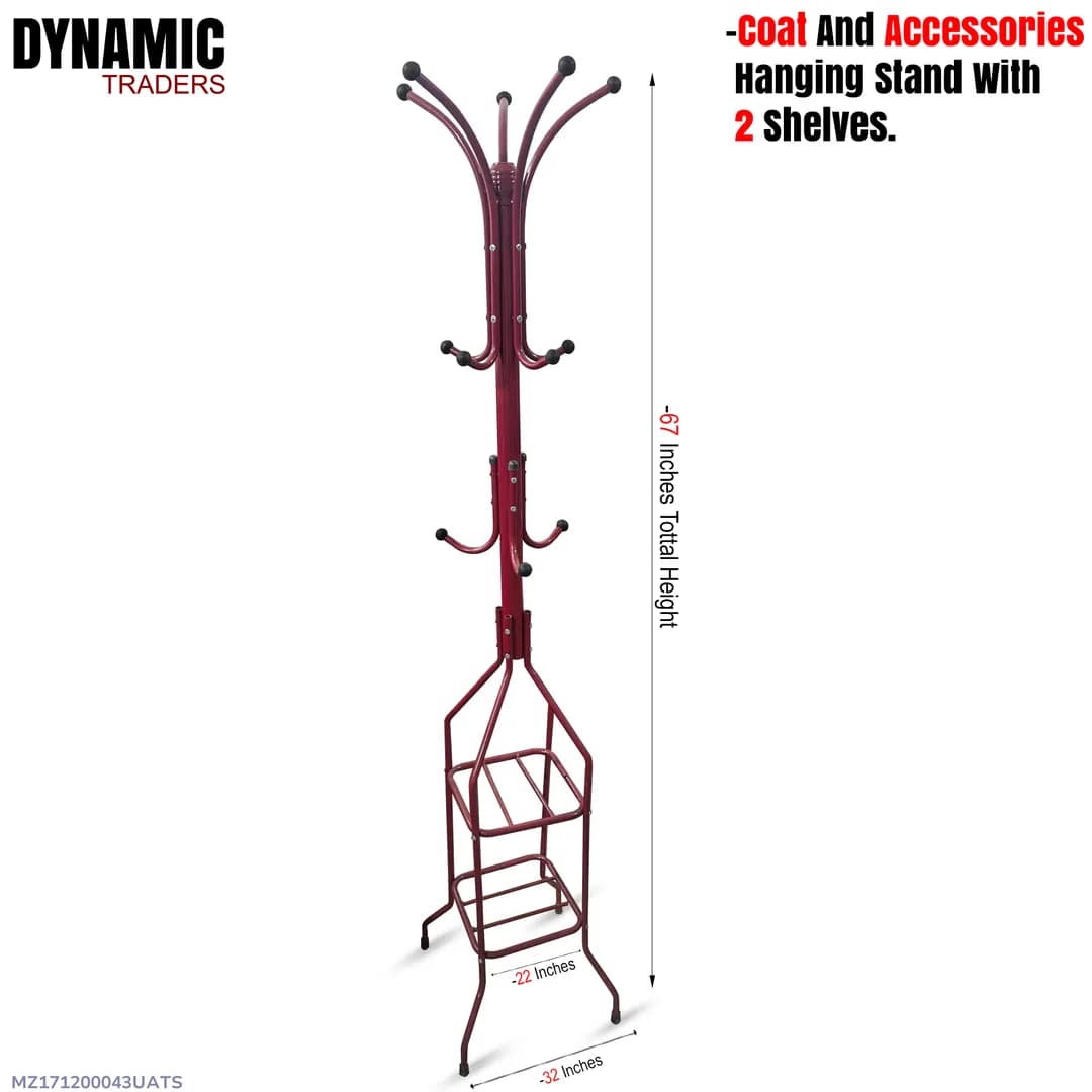 Iron Hanging Clothes Stand Red Orange 47"