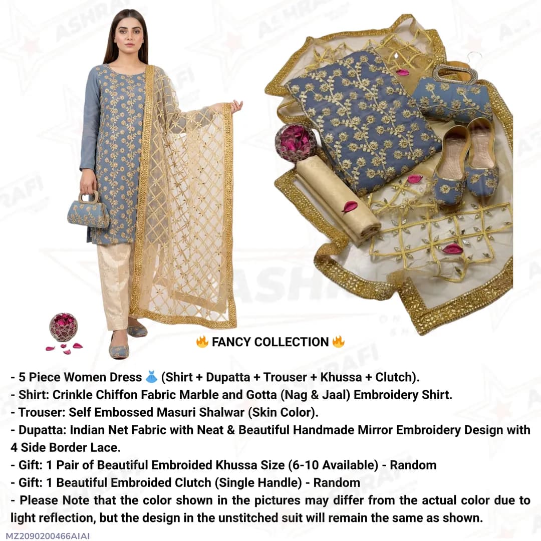 Premium Embroidered 5-Piece Women Suit Set for Eid & Weddings