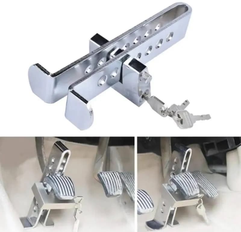 Silver Metal Anti-Theft Brake Pedal Lock 10x12x12"