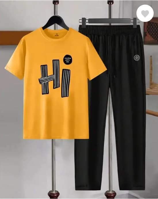 Men Dri Fit Hi Printed Track Suit Yellow Black XL
