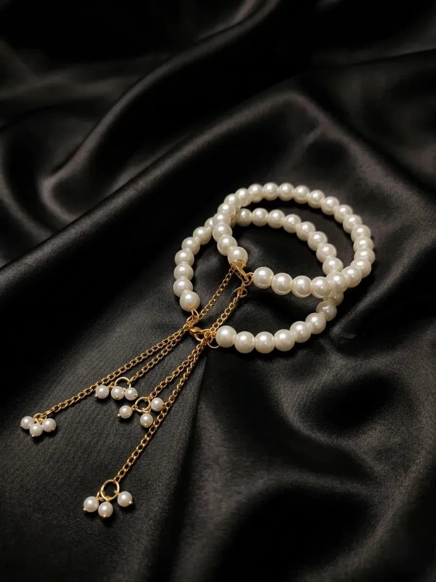 Adjustable Pearl Chain Bracelet Set for Women